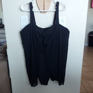 Elegant Black One Piece Bathing Suit With Cover-Up 22W NWOT